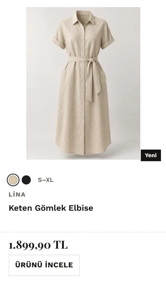 Minimal kart düzeniyle bir ürün kartı