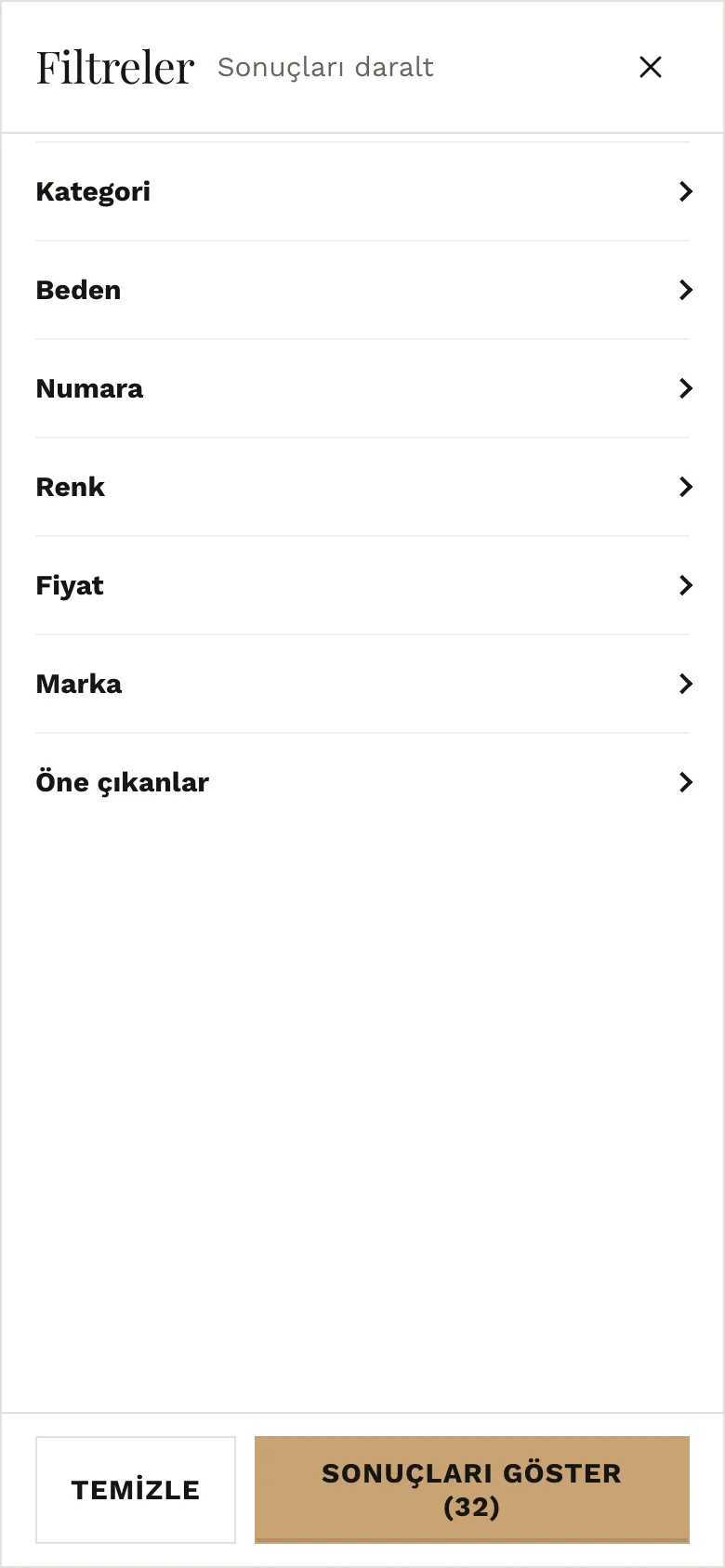 Telefonda tam ekran filtre paneli