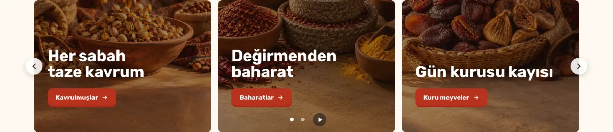 Slider: çoklu slayt: Birkaç slayt yan yana görünür, sırayla kayar.
