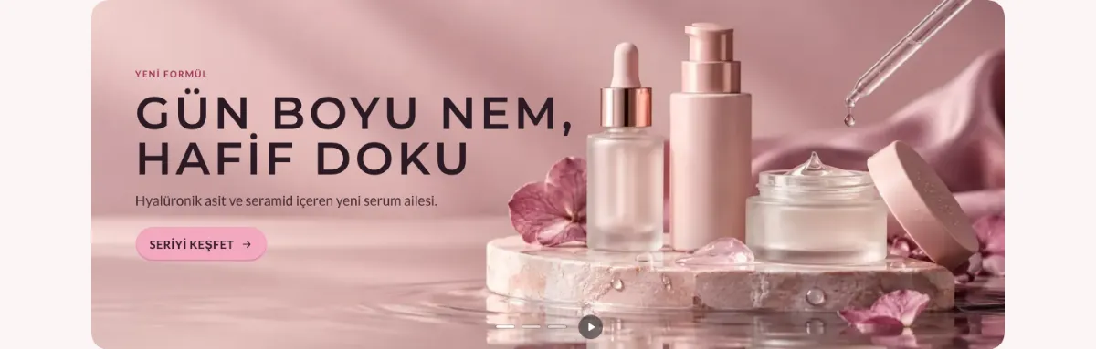 Slider: tek slayt: Kutulu slayt, yavaş yakınlaşma ve çizgi göstergeler.