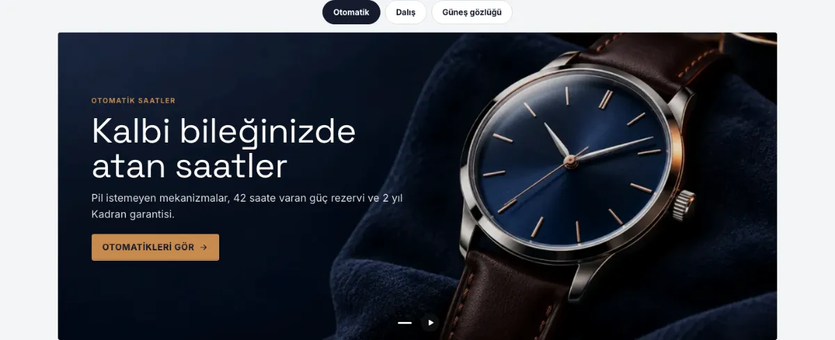 Slider: sekmeli: Slaytlar üstteki başlıklı sekmelerle değişir.