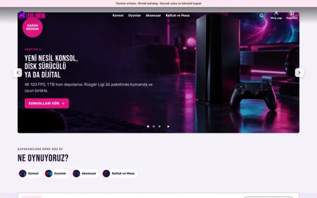 Level Arena ana sayfası