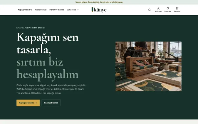 Künye Kitap Atölyesi ana sayfası