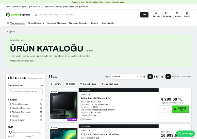 Çekirdek teması kategori sayfası