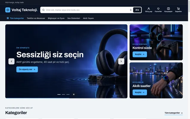 Voltaj Teknoloji ana sayfası