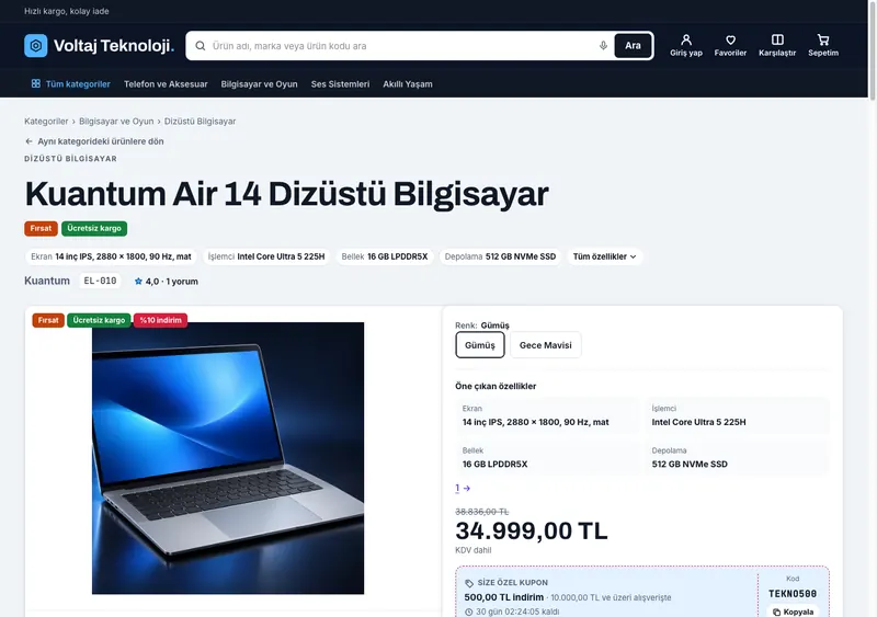 Devre teması ürün sayfası