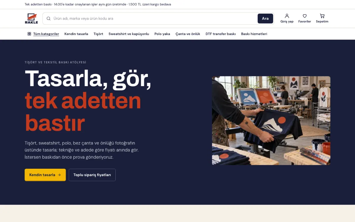 Elek teması ile mağaza ön sayfası