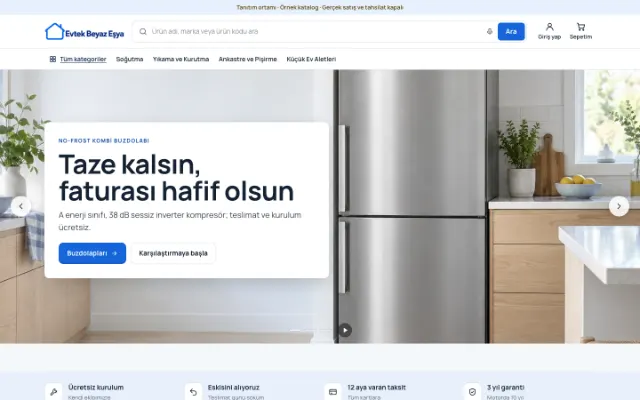 Evtek Beyaz Eşya ana sayfası