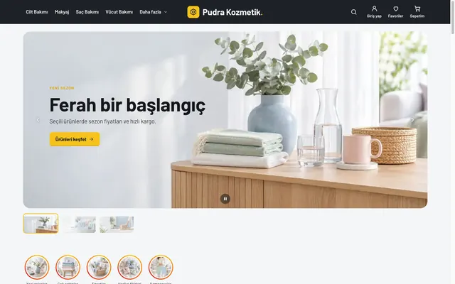 Ferah temasıyla bir mağazanın ön sayfası