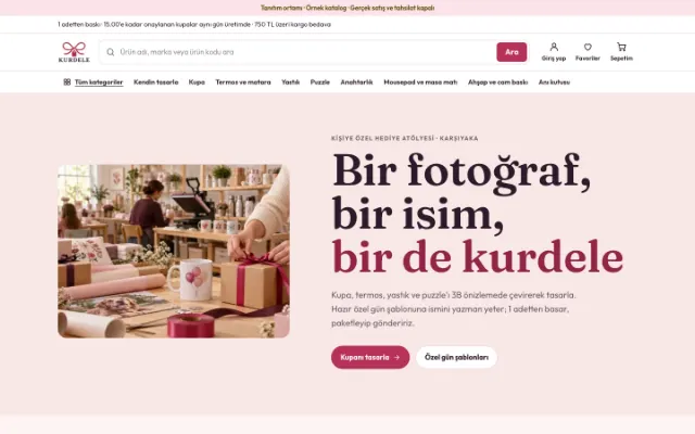 Kurdele Hediye Atölyesi ana sayfası
