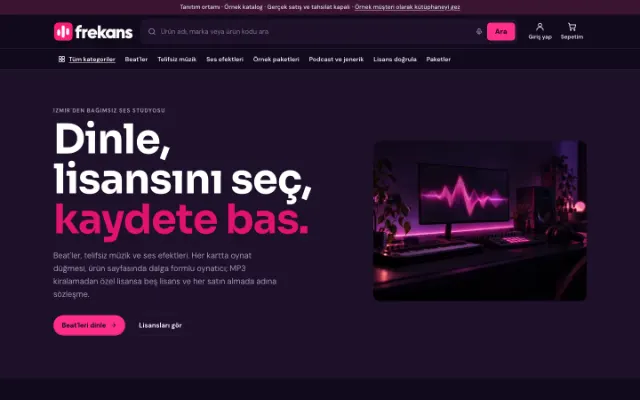 Frekans Ses Kütüphanesi ana sayfası