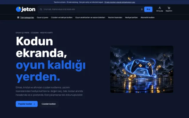 Jeton Dijital Kod ana sayfası
