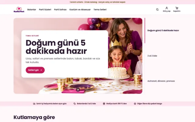 Konfeti Parti ana sayfası
