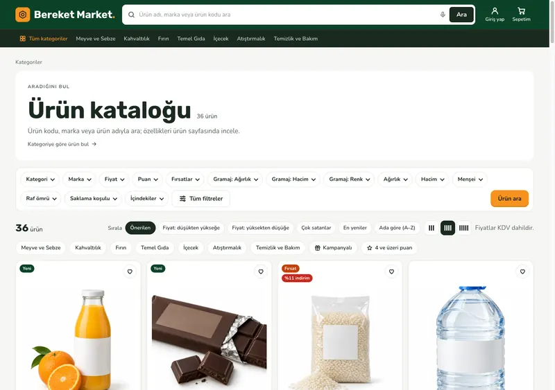 Pazar teması kategori sayfası