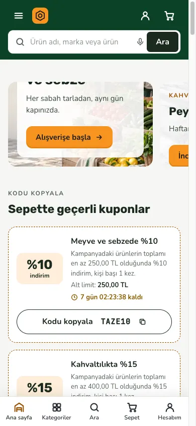 Pazar teması telefonda