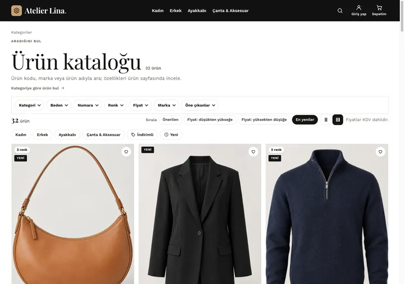Podyum teması kategori sayfası